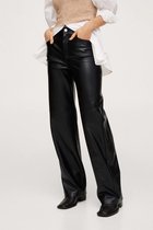 Mango Broek Highwaist Broek Met Leereffect 17025923 99 Dames Maat - W36