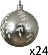 Decoris | Set kerstballen | Zilver | Glas | met motieven | 24 stuks | Ø 8 cm