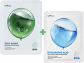 Korean Skin 2 Pack Face - Isntree Spot Saver Mugwort (1) + Hyaluronic Acid Deep Moisture (1) - Gezichtsmasker Set voor Alle Huidtypen - Huidherstellend - Vocht - Vitaly & Soothing