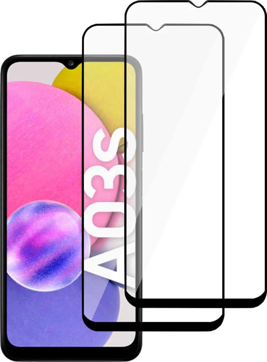 Screenprotector geschikt voor Samsung A03s - Full Screen Protector Beschermglas - 2 Stuks