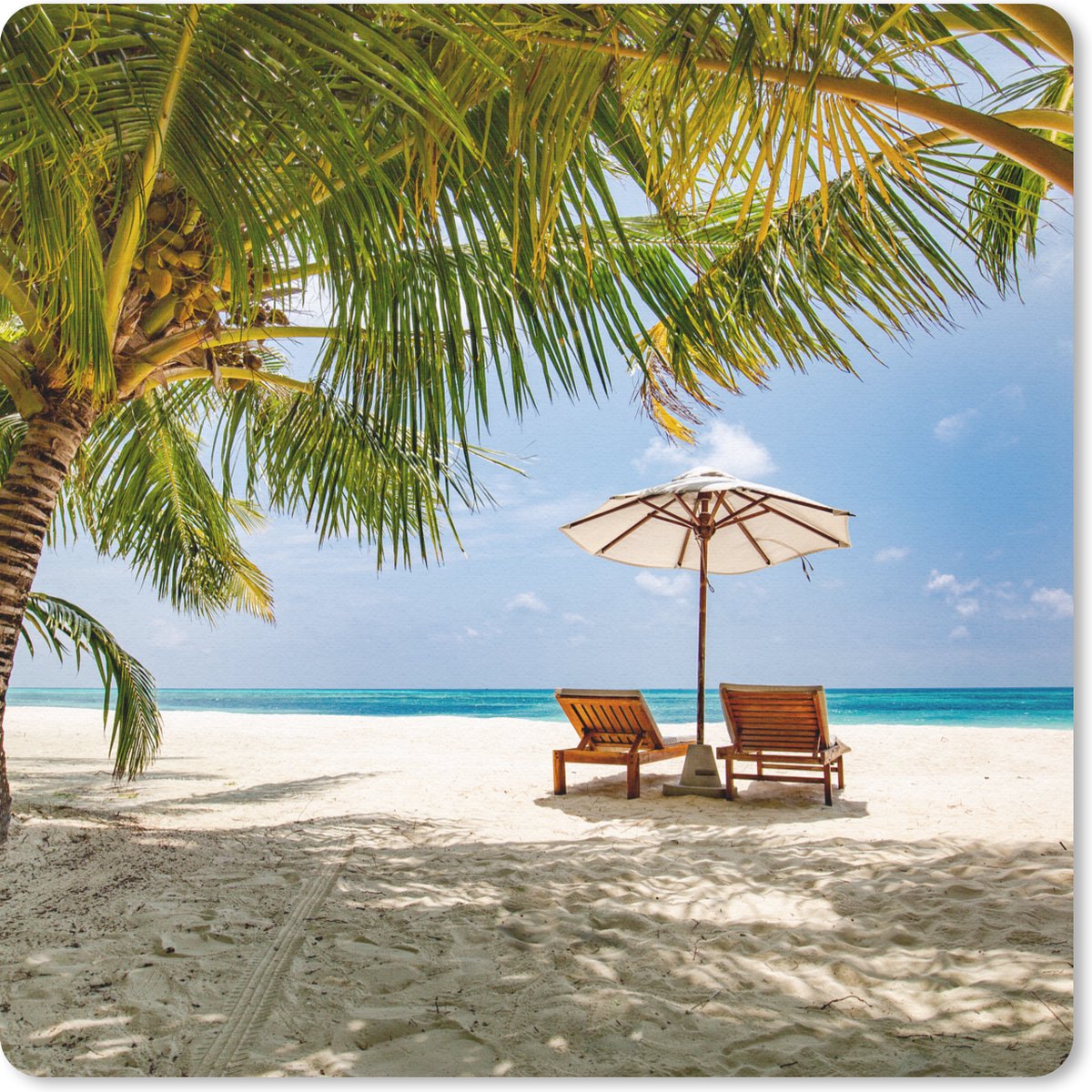 Muismat 20x20 cm - Mousepad Strand - Strandstoel - Parasol - Muismatten