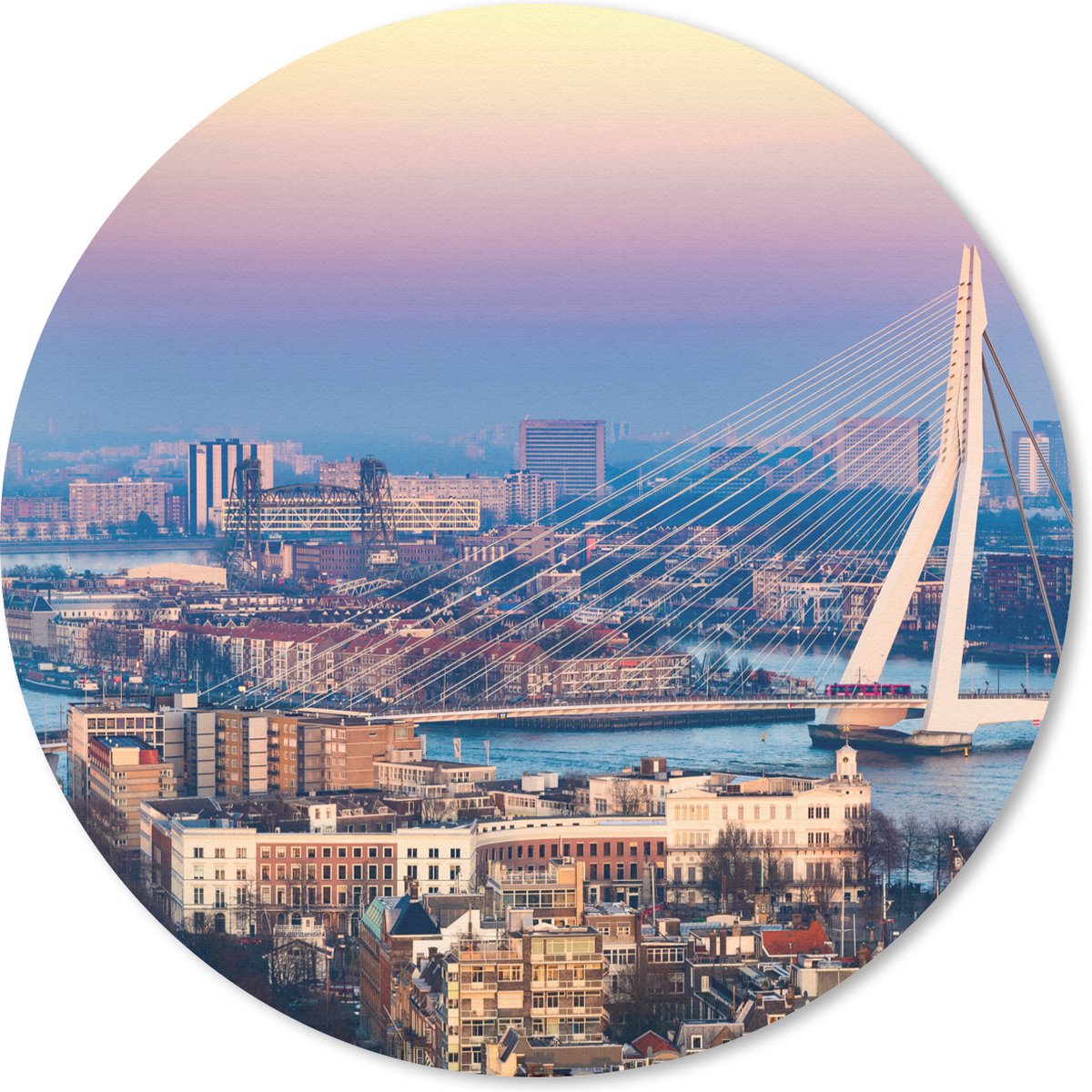 Muismat rond 50x50 cm - Mousepad Rotterdam - Skyline - Zonsondergang - Ronde muismatten