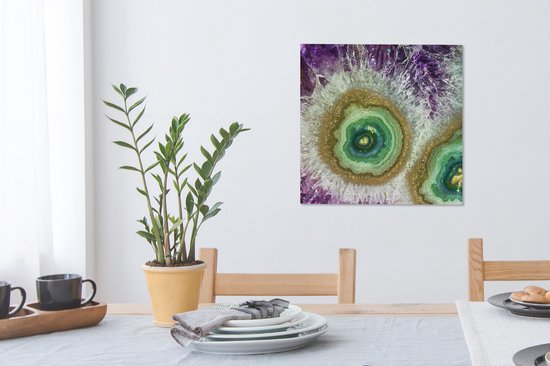 Tableau sur toile Intérieur d'une améthyste - 50x50 cm - Décoration murale