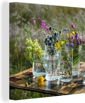 Vase Peinture Toile - Fleurs - Couleurs - 20x20 cm - Décoration murale