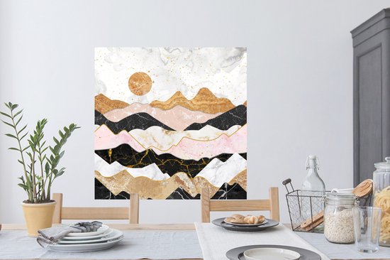 Stickers muraux - Film autocollant - Marbre - Pastel - Or - 100x100 cm - Film adhésif - Stickers muraux Chambre d'enfant - Papier peint autocollant XXL