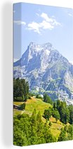 Canvas Schilderij Panorama over de berg Junfrau bij Eiger in Zwitserland - 40x80 cm - Wanddecoratie