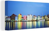 Canvas Schilderij Curaçao - Huizen - Skyline - 80x40 cm - Wanddecoratie