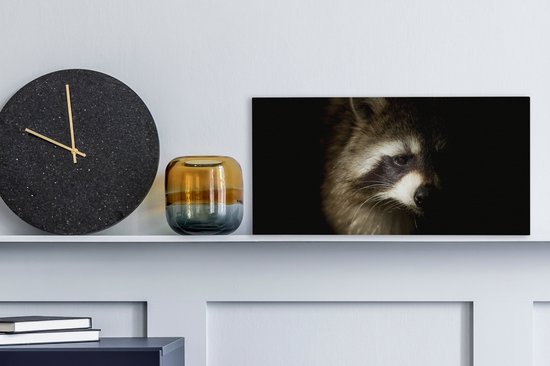 Tableau Peinture Raton Laveur - Animaux Sauvages - Zwart - 40x20 cm - Décoration murale