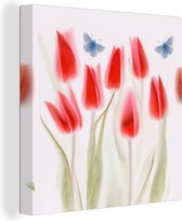 Canvas Schilderij Afbeelding van rode tulpen - 20x20 cm - Wanddecoratie