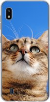 Geschikt voor Samsung Galaxy A10 hoesje - Kat - Bruin - Lucht - Meisjes - Kinderen - Jongens - Kids - Siliconen Telefoonhoesje