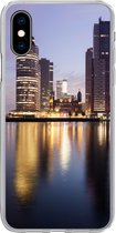 Geschikt voor iPhone X hoesje - Rotterdam - Water - Wolkenkrabber - Siliconen Telefoonhoesje