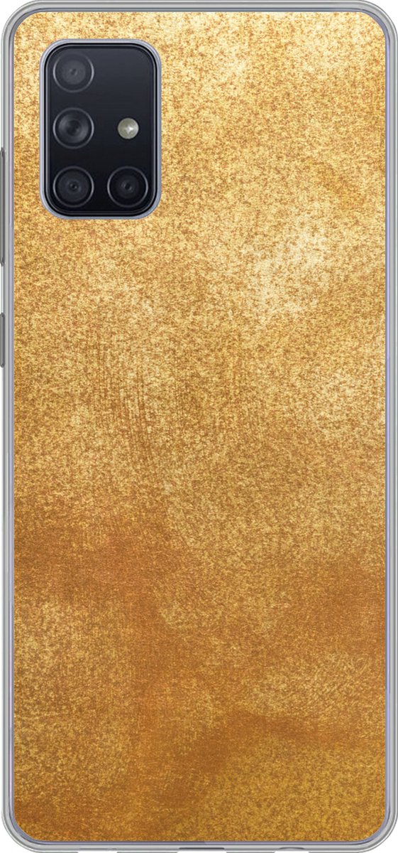 Telefoonhoesje Geschikt voor Samsung Galaxy A51 hoesje - IJzer - Roest print - Goud - Metaal - Luxe - Siliconen Telefoonhoesje Telefoonhoesje