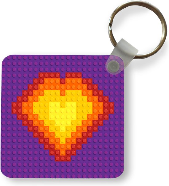 Porte-clés - Sous-couche Lego avec un coeur - Plastique - Rond