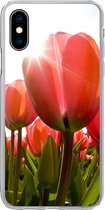 Geschikt voor iPhone X hoesje - Bloemen - Tulpen - Zon - Siliconen Telefoonhoesje