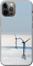 Geschikt voor iPhone 12 Pro hoesje - Noordzee - Windmolen - Zon - Siliconen Telefoonhoesje