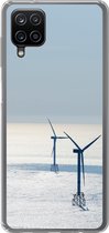 Geschikt voor Samsung Galaxy A12 hoesje - Noordzee - Windmolen - Zon - Siliconen Telefoonhoesje