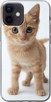 Geschikt voor iPhone 12 hoesje - Kat - Rood - Kitten - Meisjes - Kinderen - Jongens - Kindje - Siliconen Telefoonhoesje