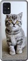 Geschikt voor Samsung Galaxy A52 5G hoesje - Kitten - Ogen - Geel - Meisjes - Kinderen - Jongens - Kids - Siliconen Telefoonhoesje