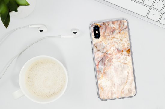 Coque iPhone Xs - Imprimé Marbre - Oranje - Marron - Coque en Siliconen -
