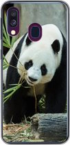 Geschikt voor Samsung Galaxy A40 hoesje - Panda - Boomstam - Grot - Siliconen Telefoonhoesje