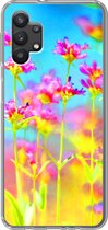 Geschikt voor Samsung Galaxy A32 5G hoesje - Bloemen - Kunst - Psychedelisch - Siliconen Telefoonhoesje