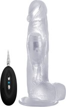 Vibrating Realistic Cock - 8 Inch - With Scrotum - Transparent - Realistic Vibrators