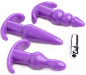4 Piece Vibrating Anal Plug Set - Purple - Kits