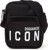 Dsquared2 Crossbodytas met leren details - Zwart - B 16x H 22cm