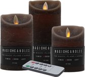 Magic Flame Led-kaarsen Remote 10/12,5/15 Cm Wax Taupe 4-delig