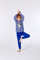 Woody pyjama meisjes/dames - blauw-wit gestreept - ijsbeer - 212-1-PDL-V/912 - maat 116