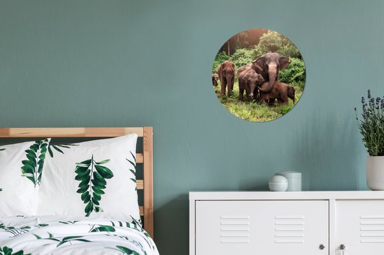 Cercle mural - Cercle mural - Éléphants sauvages - Aluminium - ⌀ 30 cm - Intérieur et Extérieur