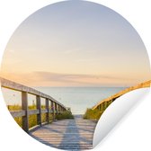 WallCircle - Muurstickers - Behangcirkel - Kalm strand in Duitsland bij zonsondergang - 100x100 cm - Muurcirkel - Zelfklevend - Ronde Behangsticker XXL