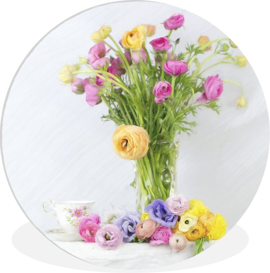 WallCircle - Wall Circle - Wall Circle Indoor - Nature Morte - Couleurs - Fleurs - 140x140 cm - Décoration murale - Peintures Ronds