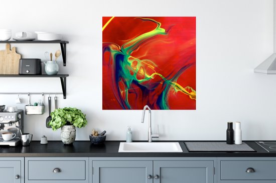 Stickers muraux - Art - Encre - Couleurs - Psychédélique - 80x80 cm - Film Adhésif