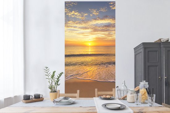 Stickers muraux - Film autocollant - Plage - Coucher de soleil - Mer - 80x160 cm - Film adhésif - Stickers muraux Chambre d'enfant - Papier peint autocollant