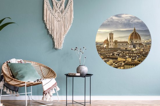 Papier peint Circle - Italie - Coucher de soleil - Florence - 100x100 cm - Wall Circle XXL