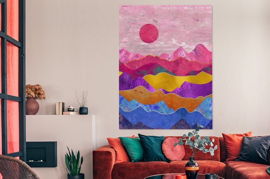 Toile Peinture Bi - Rose - Marbre - 120x160 cm - Décoration murale XXL