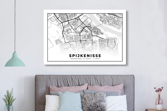 Tableau sur toile Carte - Spijkenisse - Nederland - 180x120 cm - Décoration murale XXL