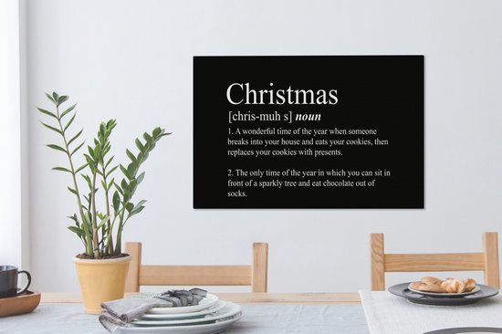 Tableau sur toile Noël - Proverbes - Définition de Noël - Citations - Dictionnaire - 90x60 cm - Décoration murale