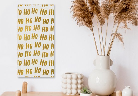 Peinture sur toile Citations - Père Noël - Dictons - Ho ho ho - Or - 20x40 cm - Décoration murale