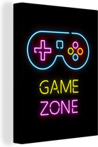 Canvas - Gaming - Game zone - Controller - Vintage - Neon - Gamen - 60x80 cm - Gaming room decoratie - Schilderijen op canvas - Game Kamer