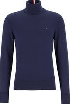 Tommy Hilfiger Pima Cotton Cashmere - heren coltrui katoen met kasjmier - donkerblauw (Desert Sky) -  Maat: M