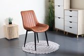 Set van 4 - Eetkamerstoel - Kuipstoel - Cognac kleur - Woonkamerstoel - Luxe stoel - Industriële eetkamerstoel - Cognac eetkamerstoel