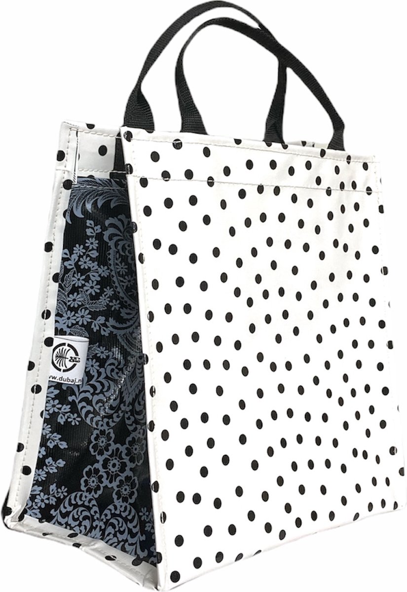 Atelier Du Baj Shopper van Mexicaans tafelzeil polka white