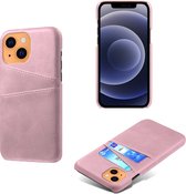 Apple iPhone 13 Mini Back Cover | Pu Leren Telefoonhoesje | Wallet | Licht Roze