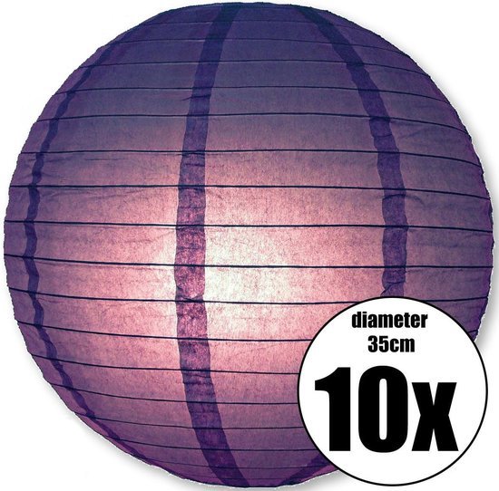 10 lanternes violettes d'un diamètre de 35 cm