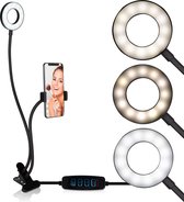 Selfie Studio Ringlamp - Ringlight - Ringlicht - Selfie Lamp - voor TikTok, Instagram, Vlogs - met Tafelklem - Flexibele Hals - USB