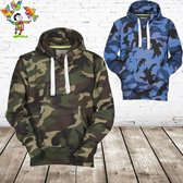 Hoodies camouflage print - XS / Armyblauw - Truien en Sweaters