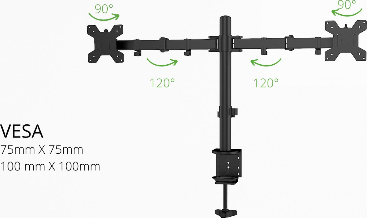 BELIFE BLF-M10 - Dubbele Monitor arm - Monitor Beugel 13 t/m 27 Inch thumbnail 3