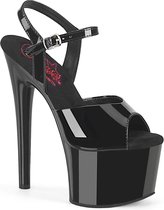 Pleaser - PASSION-709 Sandaal met enkelband, Paaldans schoenen - US 8 - 38 Shoes - Zwart